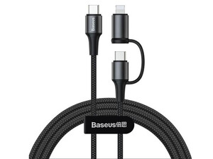 کابل دو سر تایپ سی و لایتنینگ بیسوس Baseus Twin 2in1 60W Computer Charging Cable 1m