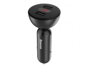 شارژر فندکی دو پورت بیسوس Baseus Shake Head Digital Display Car Charger