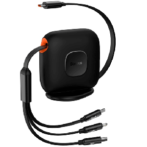 کابل شارژ سه سر فست تایپ سی به تایپ سی، میکرو و لایتنینگ 100 وات 1.7 متری بیسوس Baseus Fast Charging Cable Desktop CAQY000001