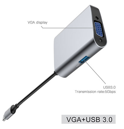 هاب یو اس بی بیسوس Baseus BS-UC23 Type-C VGA + USB 3.0 Hub Adapter