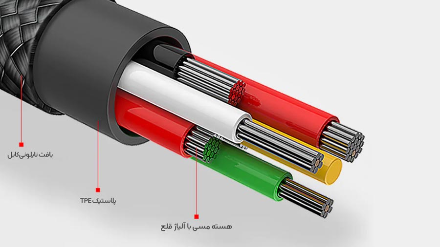 کابل شارژ micro USB بیسوس مدلMVP  دارای هسته های مسی با آلیاژ قلع
