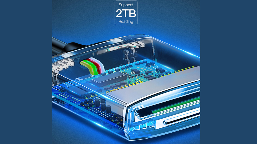 هاب آداپتور تایپ سی به کارتخوان بیسوس مدل BASEUS Enjoy Series Type-C to SD/TF Card Reader Hub Adapter با قابلیت پشتیبانی از کارت حافظه های 2 ترابایتی