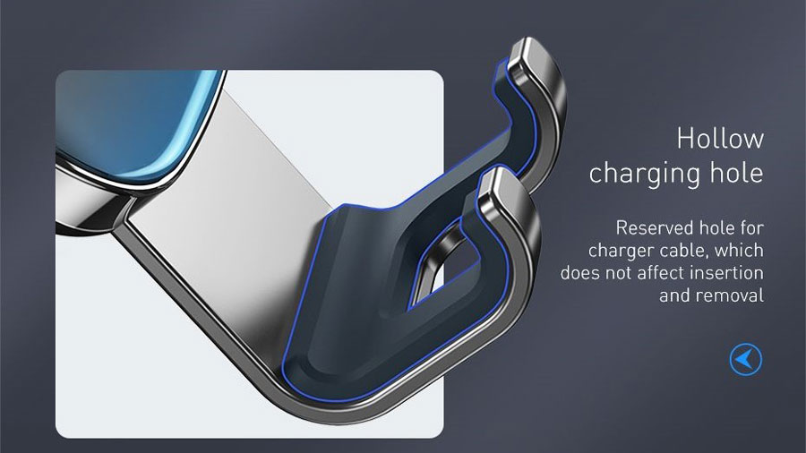 قابلیت شارژ گوشی بدون جدا کردن هولدر موبایل بیسوس مدل Baseus Glaze Gravity Car Mount