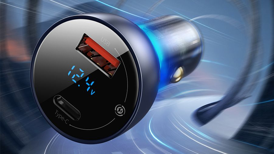 شارژر فندکی سریع با خروجی یو اس بی و تایپ سی بیسوس Baseus Car Charger USB/Type-C 65W 