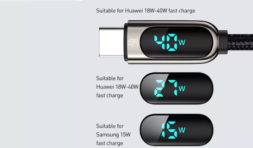 کابل بیسوس Display Fast Charging Data Cable