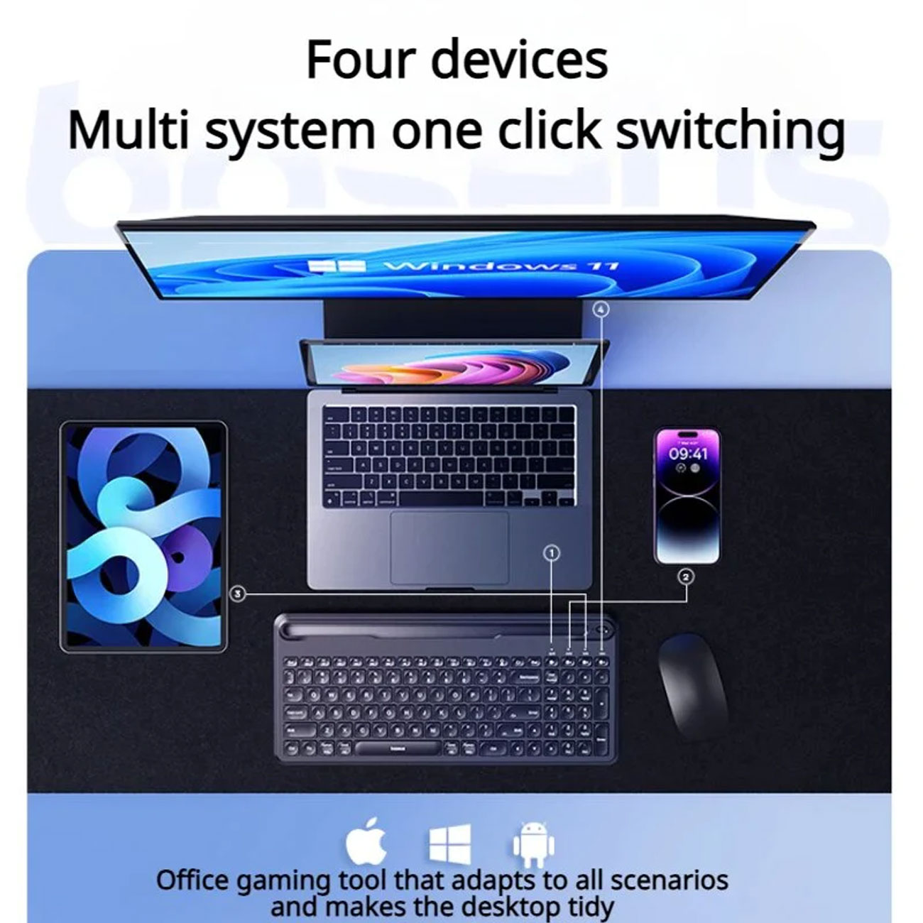 سوئیچ بین چهار دستگاه با کیبورد Baseus