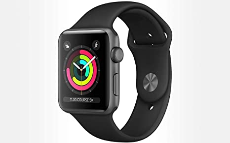کارکرده دیجیتال ساعت هوشمند اپل سری 3 سایز 38 با بند سیلیکون مدل Apple Watch series 3 space gray aluminum 38 mm در بروزکالا