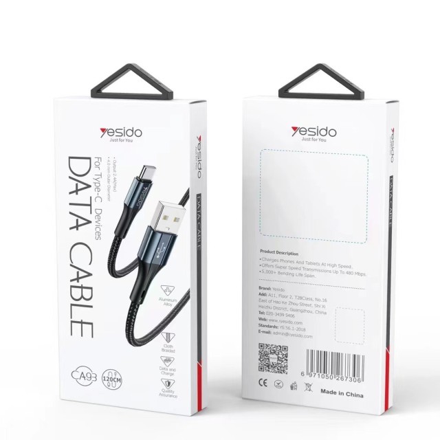 کابل تبدیل USB به USB-C مدل yesido CA93 در بروزکالا