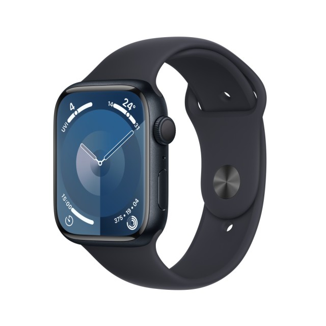 ساعت هوشمند اپل سری 9 سایز 45 با بند سیلیکون میدنایت مدل Apple Watch S9 Midnight 45mm در بروزکالا