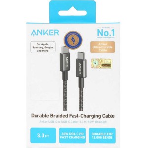 کابل شارژ Type-C به Type-C گرین لاین مدل Green Lion Braided Cable GNBRUC2UCBK طول 1 متر در بروزکالا