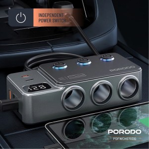 اینورتر و مبدل برق خودرو پرودو مدل Porodo 120W Car Charger Hub PDFWCH070DG در بروزکالا