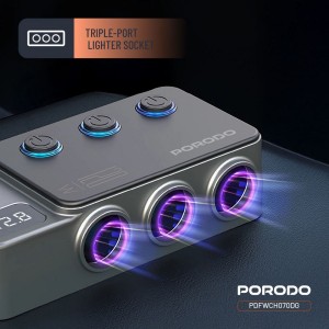 اینورتر و مبدل برق خودرو پرودو مدل Porodo 120W Car Charger Hub PDFWCH070DG در بروزکالا