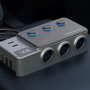 اینورتر و مبدل برق خودرو پرودو مدل Porodo 120W Car Charger Hub PDFWCH070DG در بروزکالا