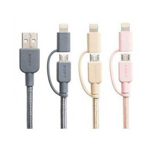 کابل تبدیل USB به microUSB / لایتنینگ سونی مدل CP-ABLP150 طول 1.5 متر