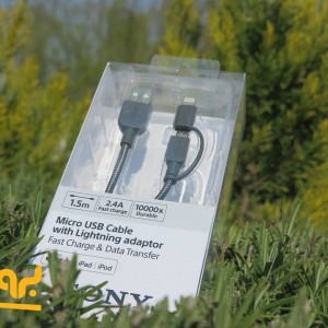 کابل تبدیل USB به microUSB / لایتنینگ سونی مدل CP-ABLP150 طول 1.5 متر