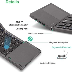 کیبورد وماوس بیسیم  Foldable keyboard with touchpad B033 در بروزکالا
