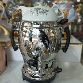 سماور گازی سما قوری دار مدل اپلون سه کاره گنجایش 6لیتر قلم زنی (ثما)