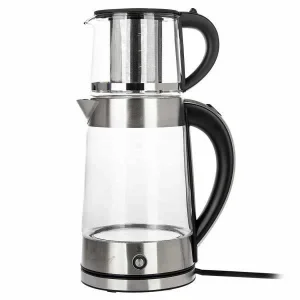 چای ساز کویین مدل QH8050 ظرفیت ۲ لیتر با کتری شیشه ای