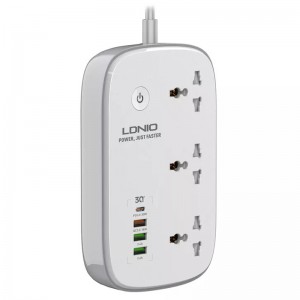چند راهی 3 خانه برق ارت دار هوشمند الدینیو SCW3451 با کابل 2 متری + شارژر USB و Type-C