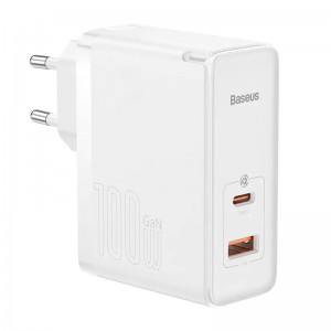 شارژر دیواری فست شارژ Baseus CCGP09020 GaN5 Pro 2Port 5A QC4.0+ PD3.0 100W + کابل تبدیل تایپ سی