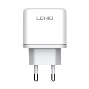 شارژر دیواری فست شارژ Ldnio A2526C 2Port 3A QC4.0+ PD 45W + کابل تایپ سی