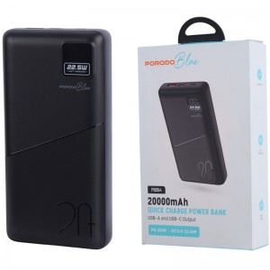 پاور بانک فست شارژ پرودو Blue PB-PBFCH054 QC3.0 PD 22.5W ظرفیت 20000 میلی آمپر ساعت