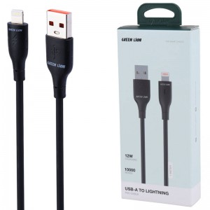 کابل لایتنینگ فست شارژ 12 وات گرین لاین GNPVCUSALGBK طول 1 متر