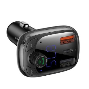 شارژر فندکی + FM Player بلوتوثی Baseus T-Typed QC4 CCTM-B01