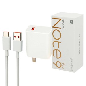 شارژر دیواری فست شارژ Xiaomi Redmi Note 9 Pro 3A QC3 PD 33W سرجعبه + کابل Type-C و جعبه گوشی