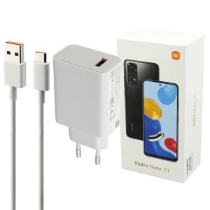 شارژر دیواری فست شارژ Xiaomi NOTE 11/NOTE 12 3A PD 33W Type-C + کابل تایپ سی و جعبه گوشی