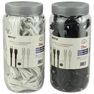 کابل تبدیل فست شارژ Nitu NC140 Type-C To Lightning 20W 1.2m بسته ۲۰ عددی