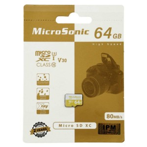 رم میکرو ۶۴ گیگ میکروسونیک MicroSonic 533X A1 V30 U3 C10 80MB/s