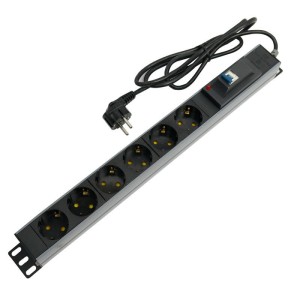 چند راهی ۶ خانه برق ارت دار پارت الکتریک Azin PE2265 Rack Mount با کابل ۱/۸ متری