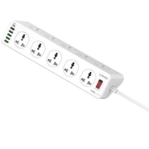 چند راهی ۱۰ خانه برق ارت دار الدینیو SC10610 با کابل ۲ متری + شارژر USB و Type-C