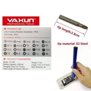 ست پیچ گوشتی شارژی ۲۰ عددی Yaxun YX-801