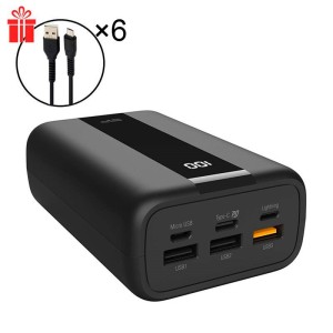 پاور بانک فست شارژ ۳۰۰۰۰ سیلیکون پاور Silicon Power QX55 QC3.0 PD 22.5W + شش عدد کابل هدیه