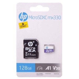 رم میکرو ۱۲۸ گیگ اچ پی HP MX330 A1 V30 U3 C10 100MB/s + خشاب