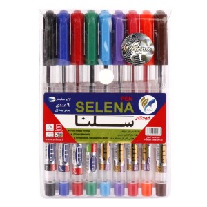 خودکار سلنا رنگی Selena 0.7mm بسته ۹ عددی