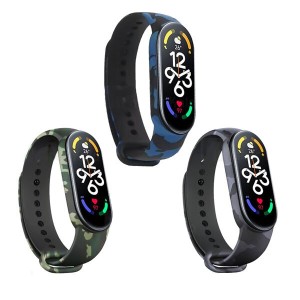 بند سیلیکونی طرح ارتشی دستبند سلامتی شیائومی Mi Band 7 Camouflage Strap