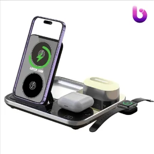 استند و شارژر وایرلس Green Lion 4 in 1 Wireless Charging Station 2 توان 15 وات