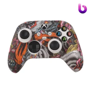 روکش دسته بازی Xbox X/S طرح گل و اژدها زمینه سفید
