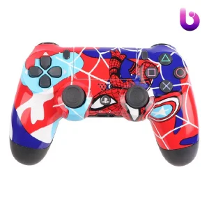 دسته بی سیم SONY PlayStation 4 DualShock 4 High Copy طرح اسپایدر من قرمز آبی