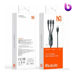 کابل ۳ سر فست شارژ Mcdodo Grenade Series CA-0930 6A 66W 1.2m