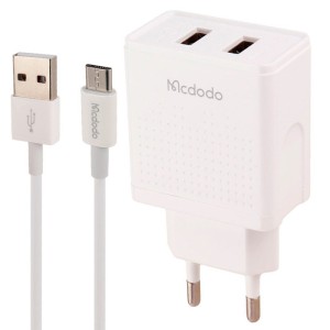 شارژر دیواری فست شارژ Mcdodo CH-3971 2Port 2.4A 12W + کابل میکرو یو اس بی