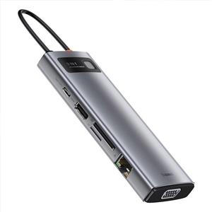هاب 9 پورت بیسوس Baseus Metal Gleam 9 in 1 Multifunctional Type-C HUB CAHUB-CU0G توان 100 وات