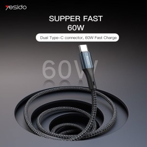 کابل تبدیل فست شارژ Yesido CA96 Type-C To Type-C PD 60W 1.2m