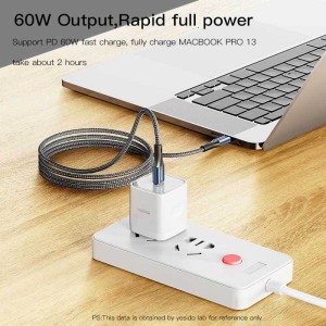 کابل تبدیل فست شارژ Yesido CA96 Type-C To Type-C PD 60W 1.2m
