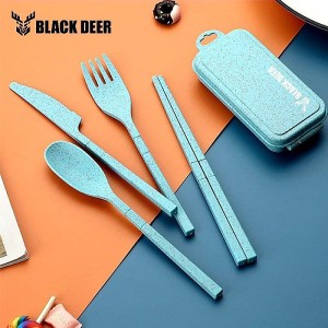 ست قاشق چنگال و چاپستیک مسافرتی گیاهی Black Deer
