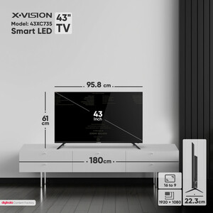 تلویزیون ال ای دی هوشمند ایکس ویژن مدل 43XC735 سایز 43 اینچ
