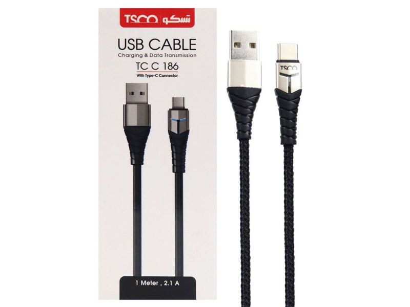 کابل تایپ سی TSCO TC C186 2.1A 1m